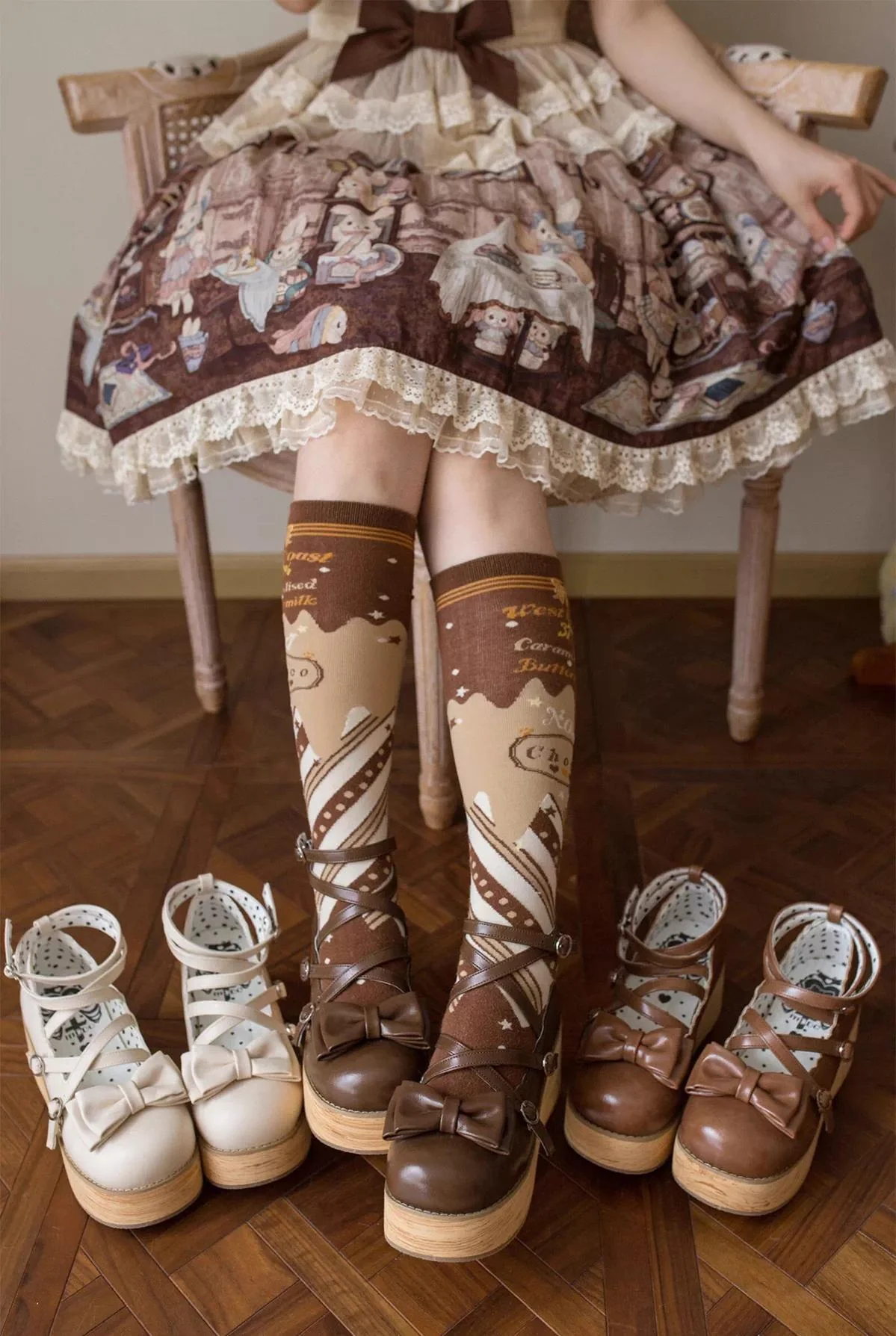 Puff Tata - Sweet Lolita Platform Shoes, Earth Tones - Image 8