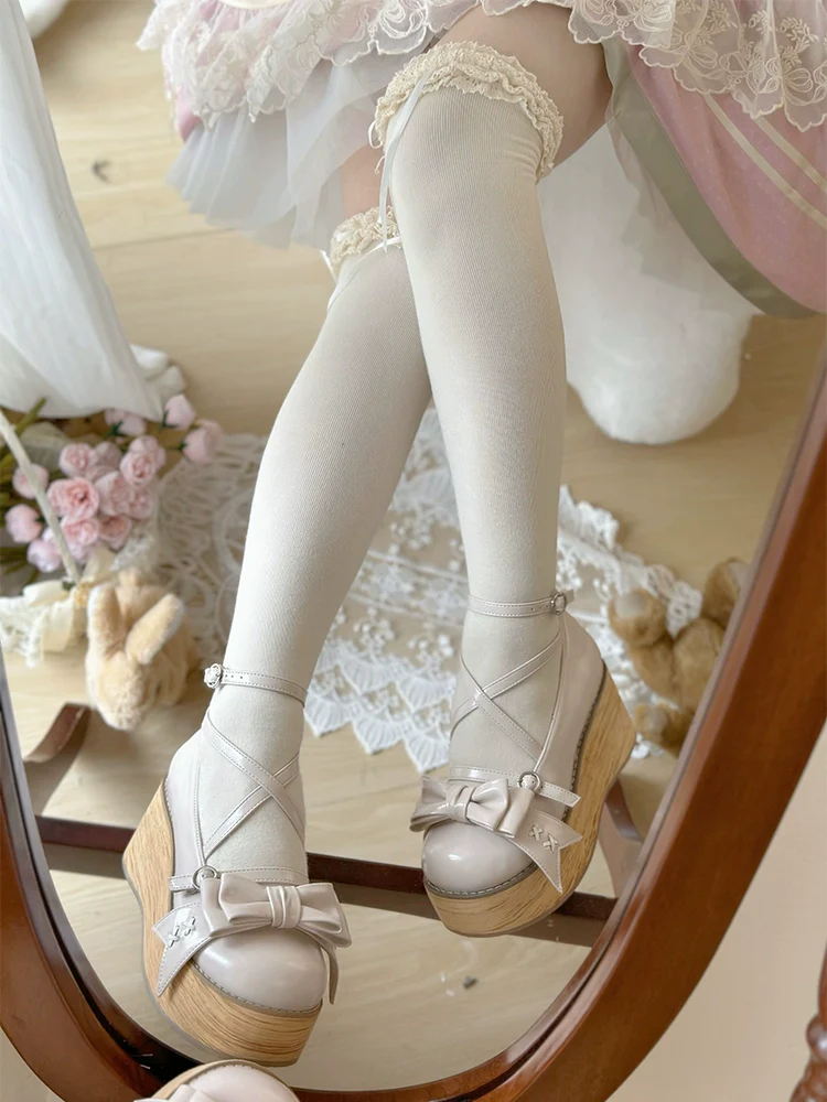 SeeYou - Sweet Cake - Sweet Lolita Platform Shoes Wood Grain - Image 20