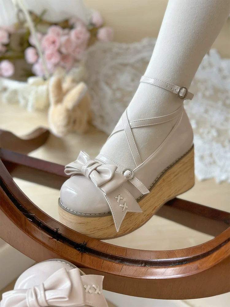 SeeYou - Sweet Cake - Sweet Lolita Platform Shoes Wood Grain - Image 21