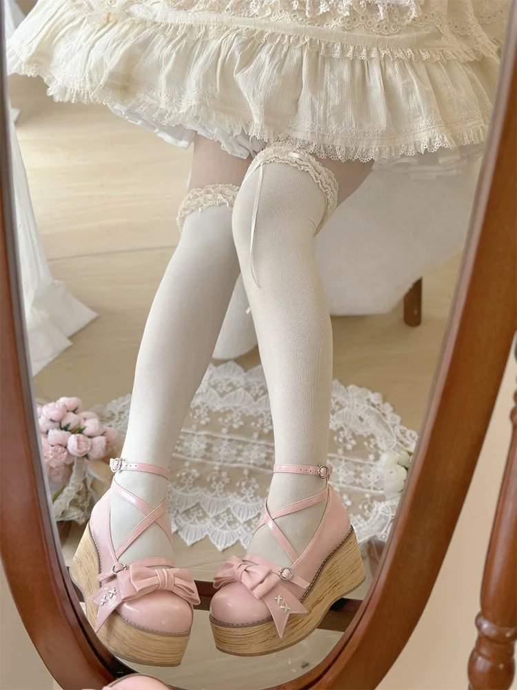 SeeYou - Sweet Cake - Sweet Lolita Platform Shoes Wood Grain - Image 3