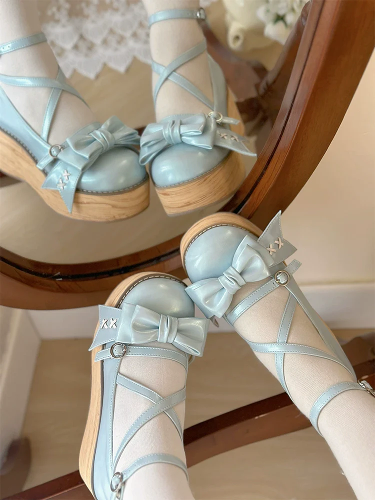 SeeYou - Sweet Cake - Sweet Lolita Platform Shoes Wood Grain - Image 35