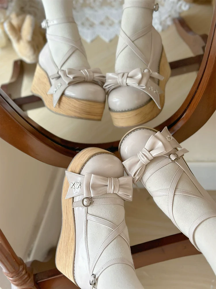 SeeYou - Sweet Cake - Sweet Lolita Platform Shoes Wood Grain - Image 38