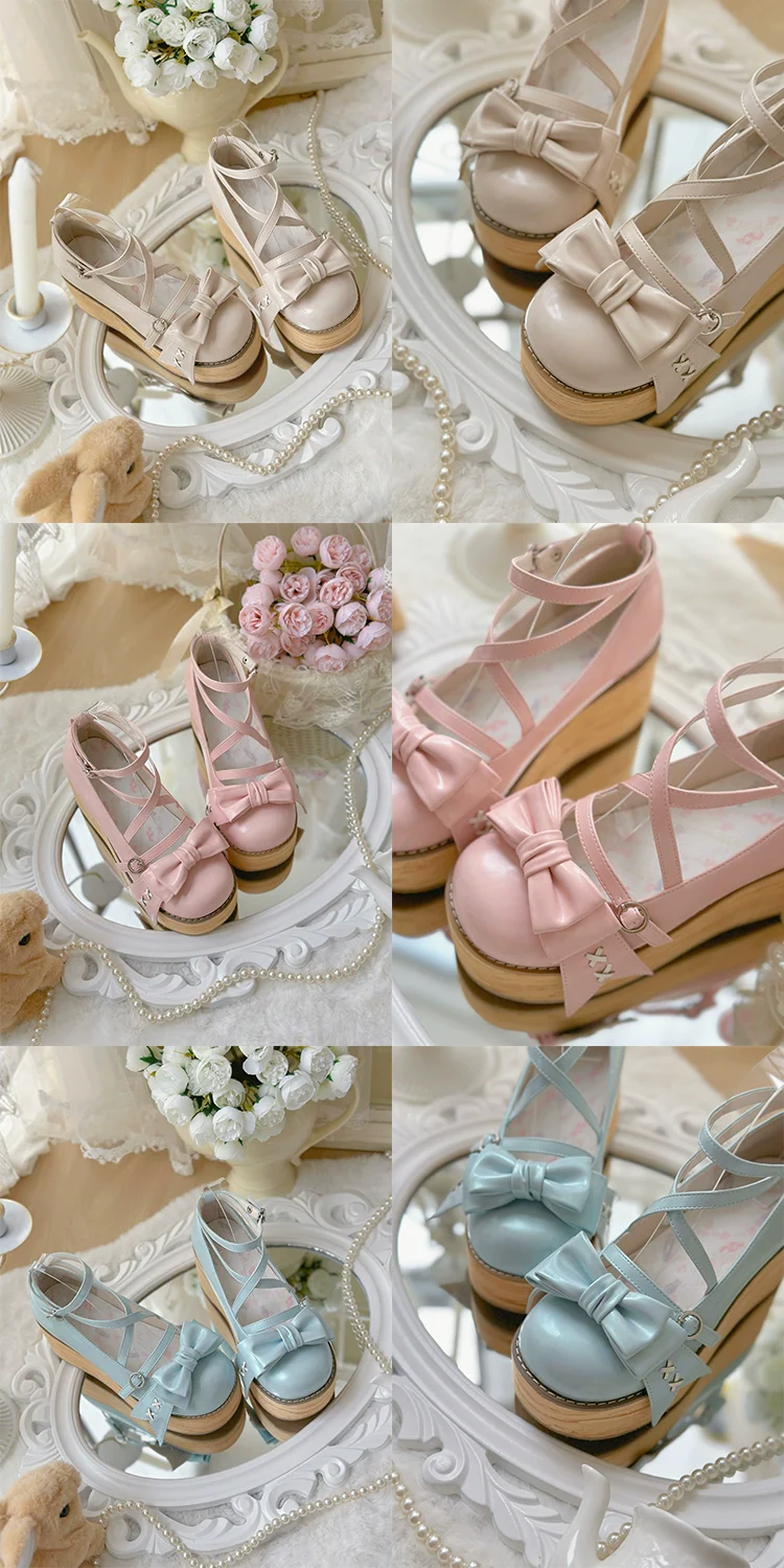 SeeYou - Sweet Cake - Sweet Lolita Platform Shoes Wood Grain - Image 39