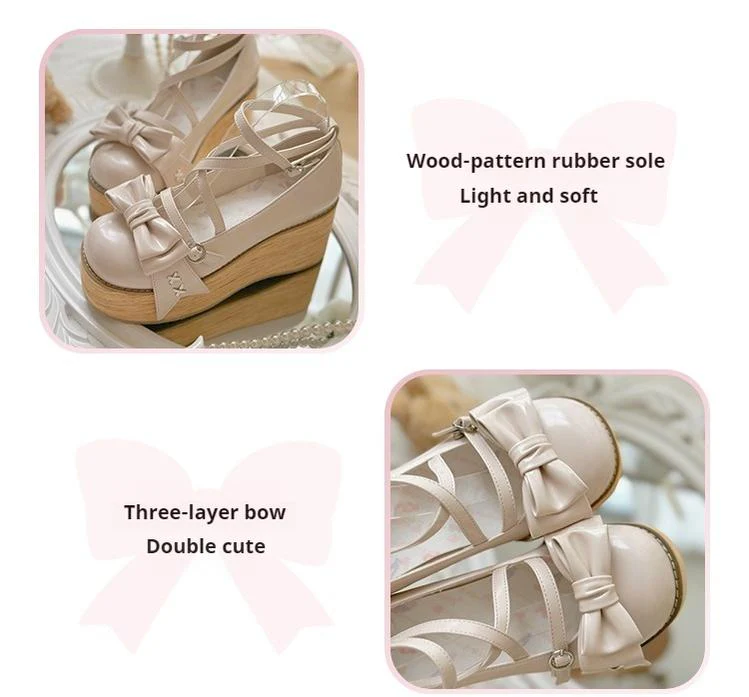 SeeYou - Sweet Cake - Sweet Lolita Platform Shoes Wood Grain - Image 41