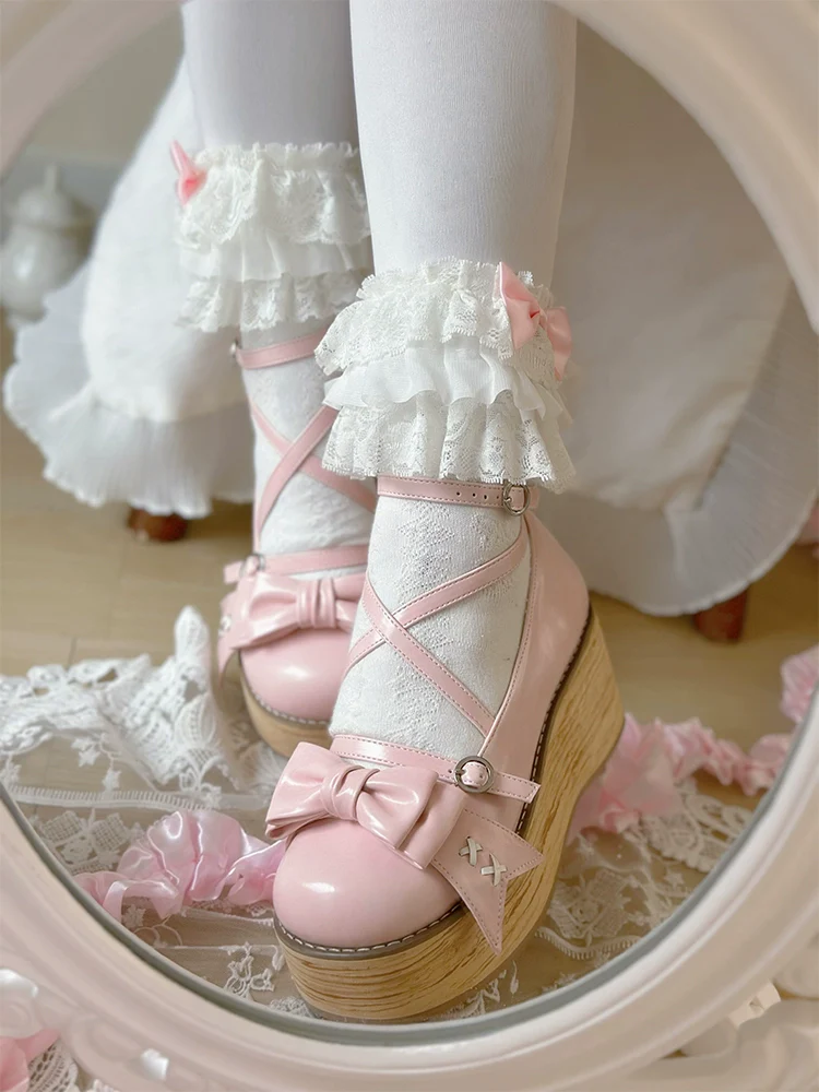 SeeYou - Sweet Cake - Sweet Lolita Platform Shoes Wood Grain - Image 5