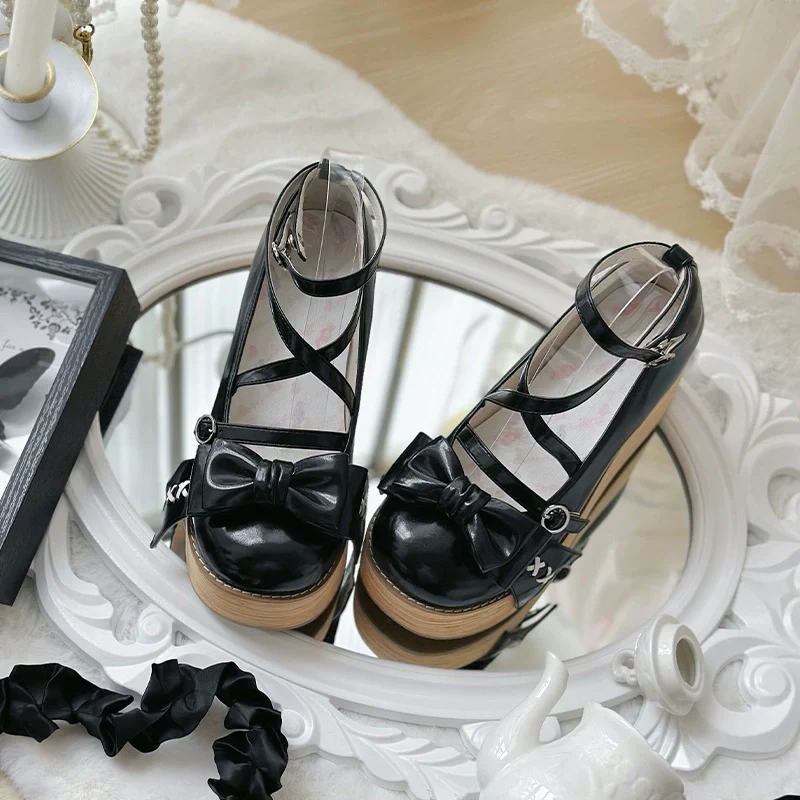 SeeYou - Sweet Cake - Sweet Lolita Platform Shoes Wood Grain - Image 6