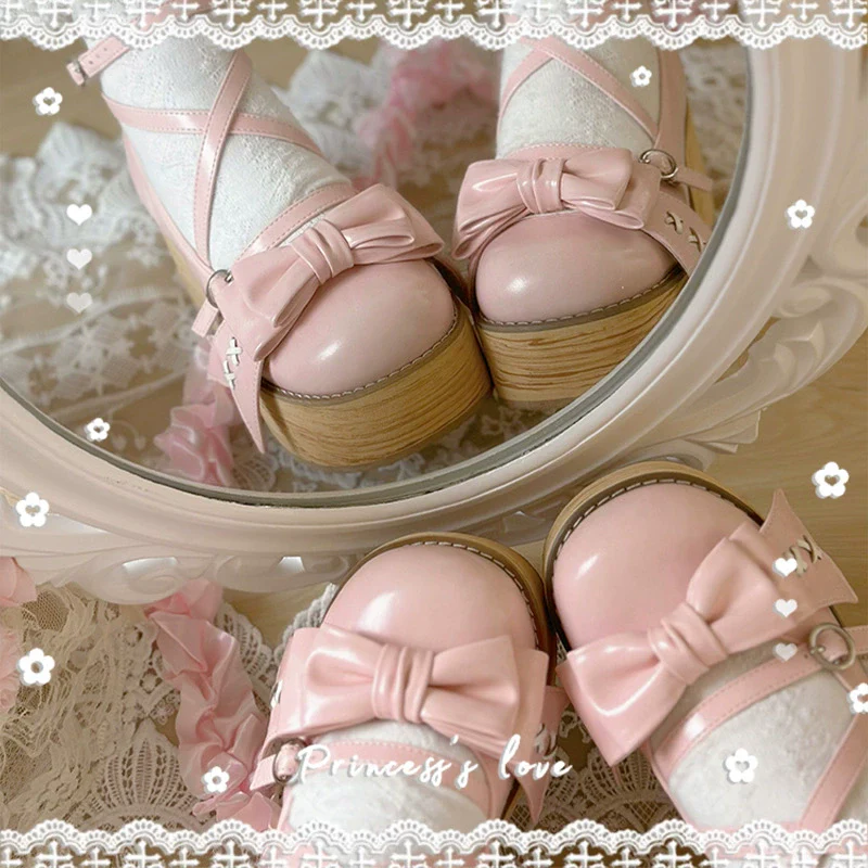 SeeYou - Sweet Cake - Sweet Lolita Platform Shoes Wood Grain - Image 7