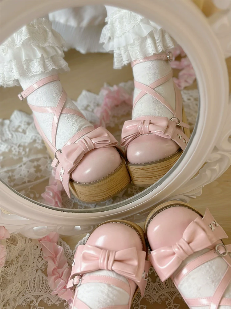 SeeYou - Sweet Cake - Sweet Lolita Platform Shoes Wood Grain - Image 8