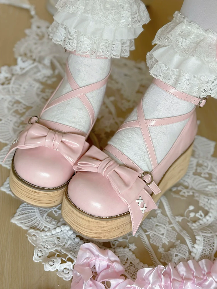 SeeYou - Sweet Cake - Sweet Lolita Platform Shoes Wood Grain - Image 9