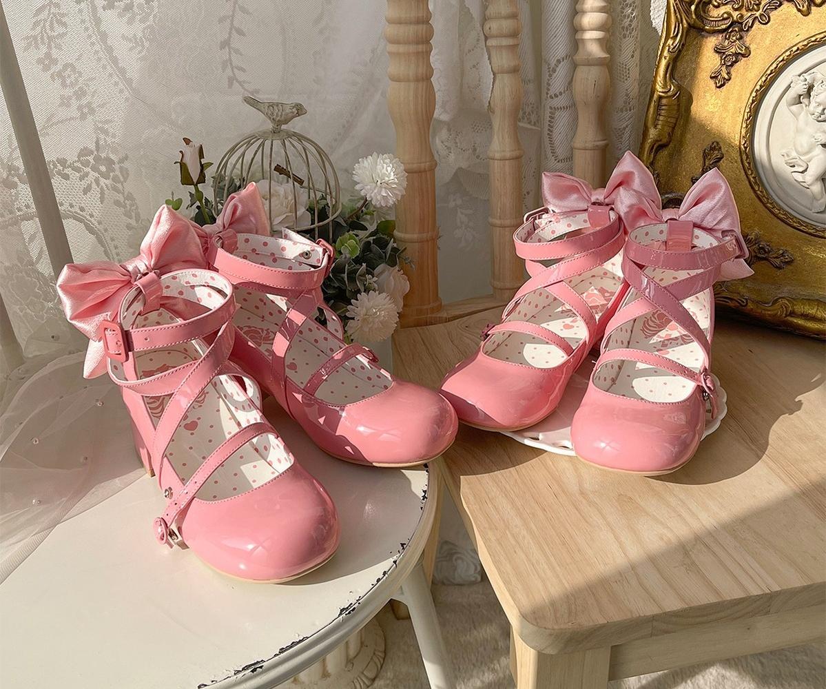MODO - Follow in the Moonlight - Sweet Lolita Round Toe Shoes with Large Bow - Image 11
