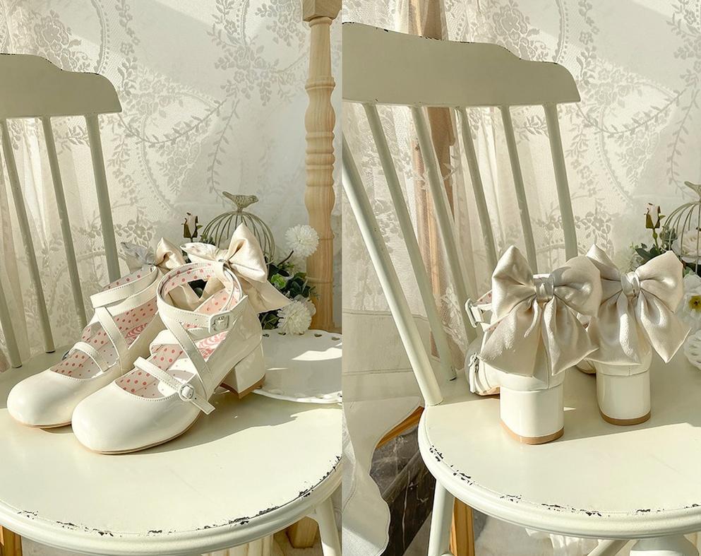 MODO - Follow in the Moonlight - Sweet Lolita Round Toe Shoes with Large Bow - Image 13