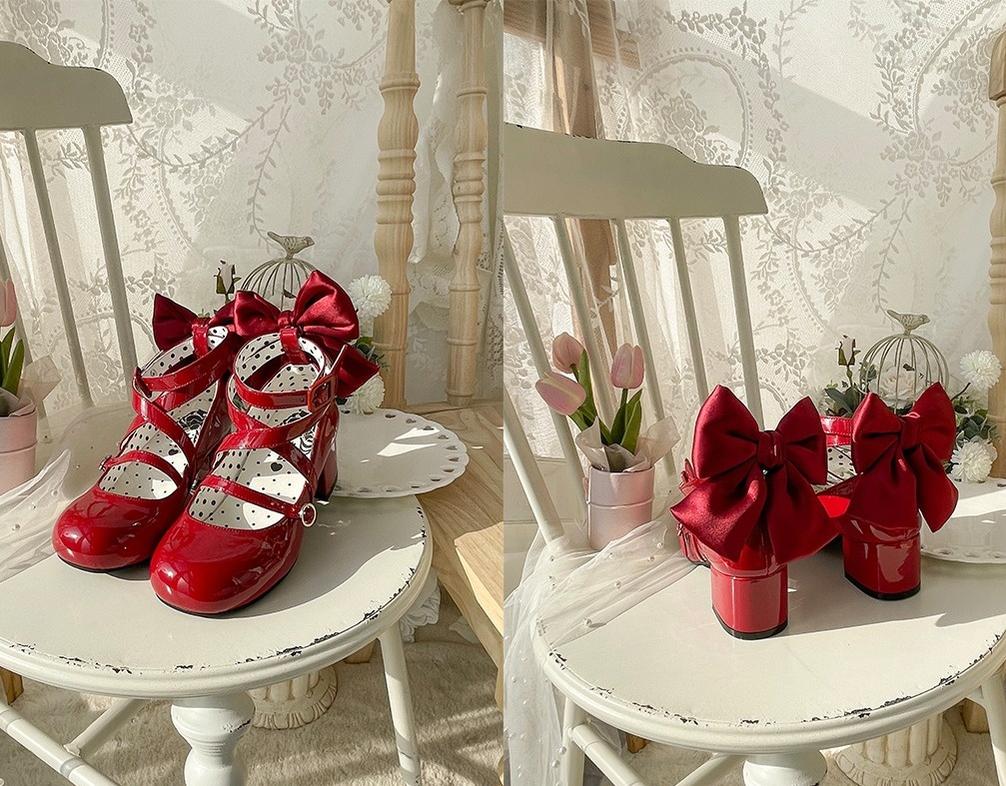 MODO - Follow in the Moonlight - Sweet Lolita Round Toe Shoes with Large Bow - Image 14