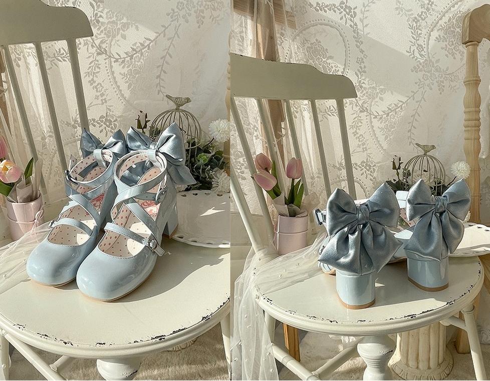 MODO - Follow in the Moonlight - Sweet Lolita Round Toe Shoes with Large Bow - Image 15