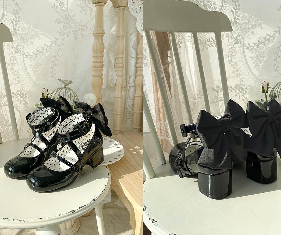 MODO - Follow in the Moonlight - Sweet Lolita Round Toe Shoes with Large Bow - Image 16