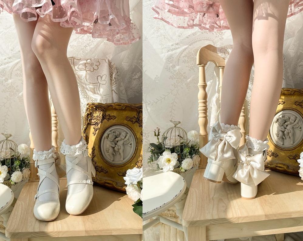 MODO - Follow in the Moonlight - Sweet Lolita Round Toe Shoes with Large Bow - Image 8
