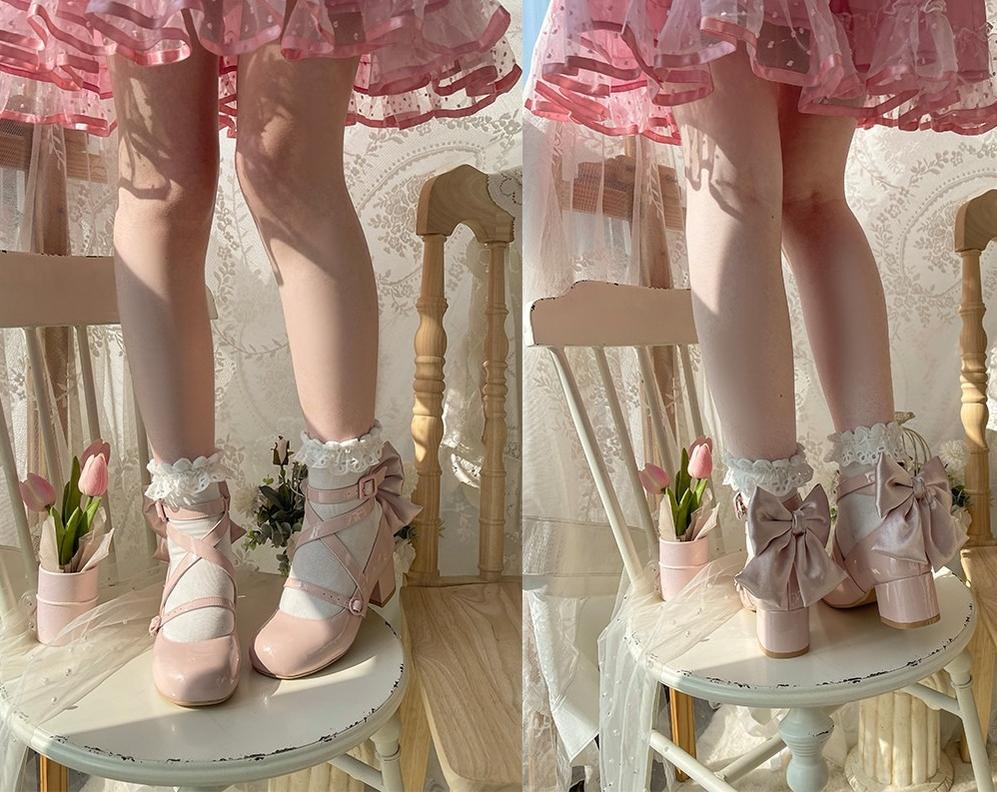 MODO - Follow in the Moonlight - Sweet Lolita Round Toe Shoes with Large Bow - Image 9