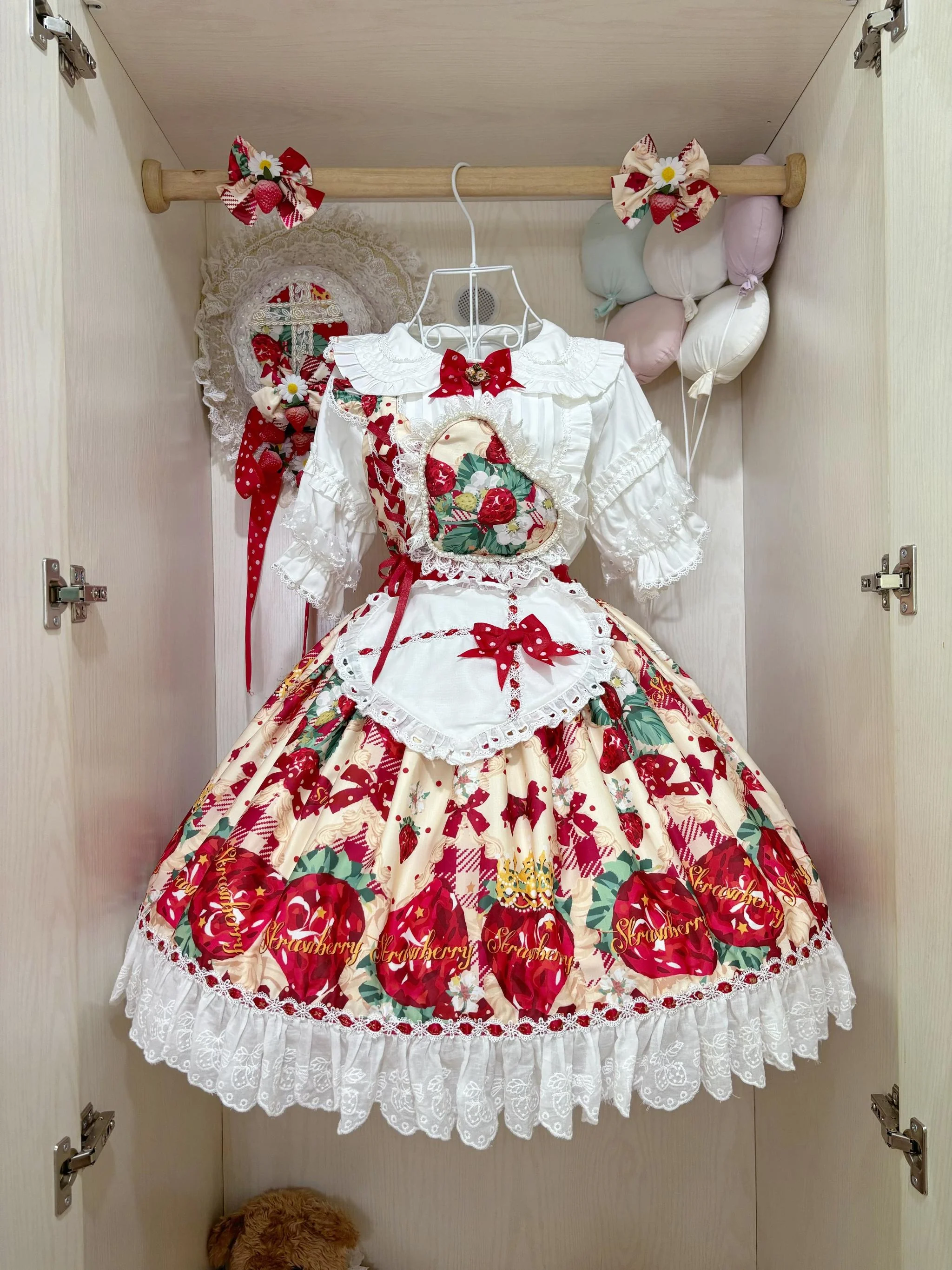 Suiyi - Crown Strawberry - Sweet Lolita Salopette Dress Suit, Single Strap - Image 11