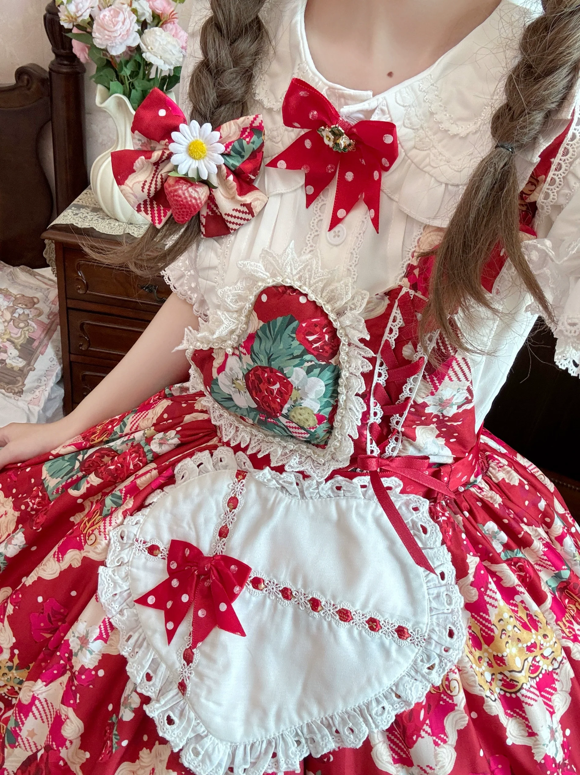 Suiyi - Crown Strawberry - Sweet Lolita Salopette Dress Suit, Single Strap - Image 5