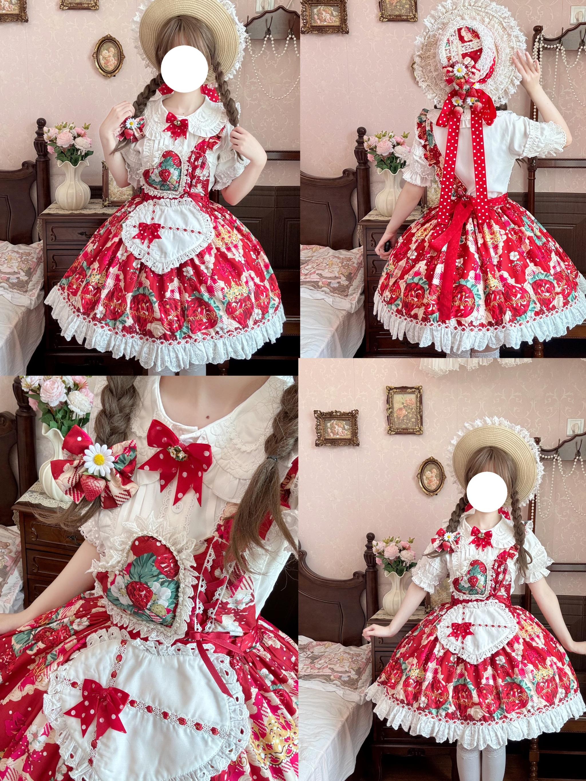 Suiyi - Crown Strawberry - Sweet Lolita Salopette Dress Suit, Single Strap - Image 8