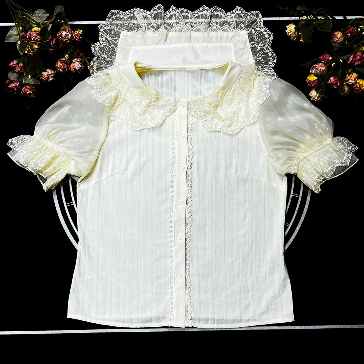 DMFS - Sweet Lolita Shirt Cotton Lolita Blouse Doll Collar - Image 12
