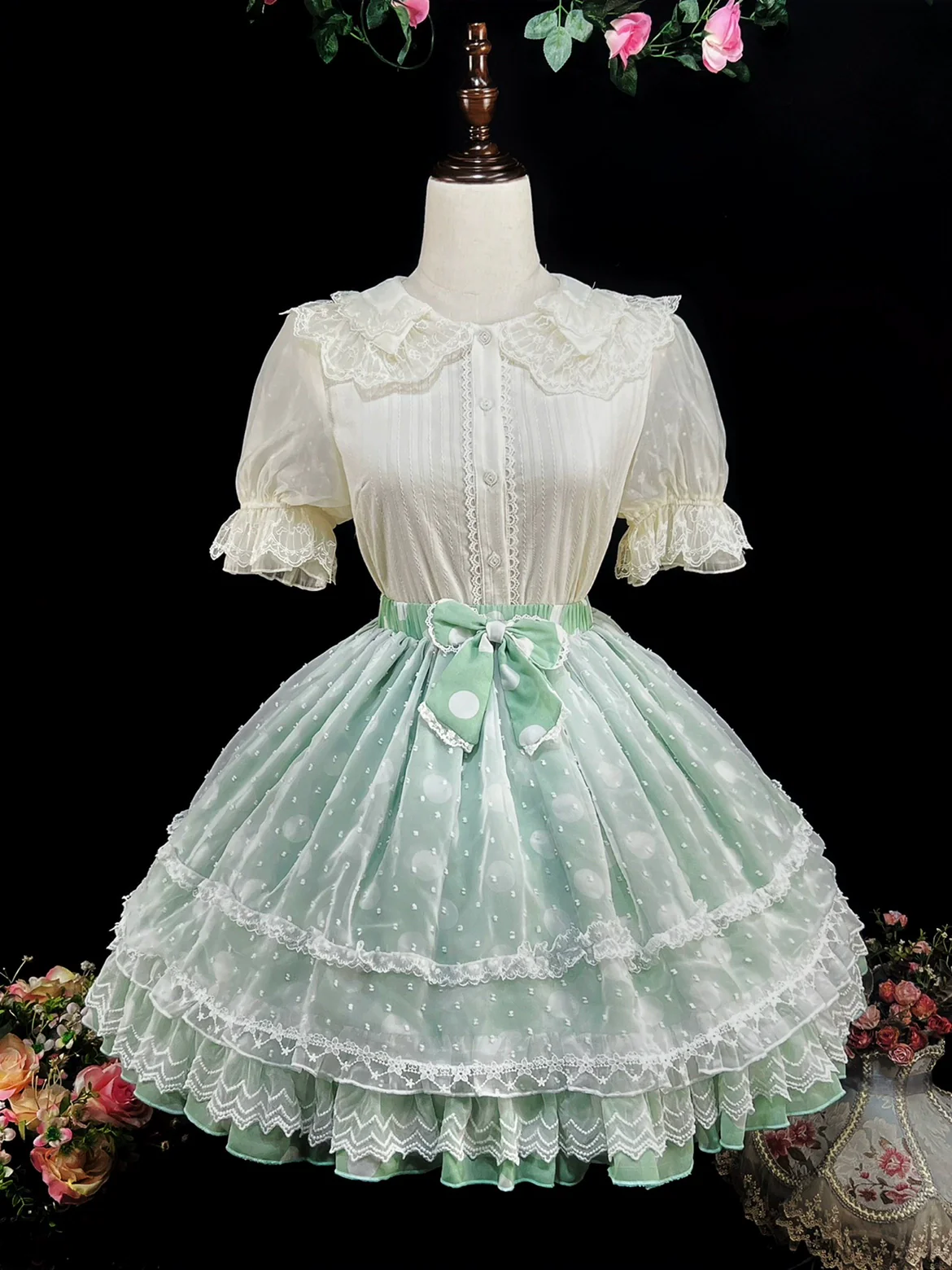 DMFS - Sweet Lolita Shirt Cotton Lolita Blouse Doll Collar - Image 8