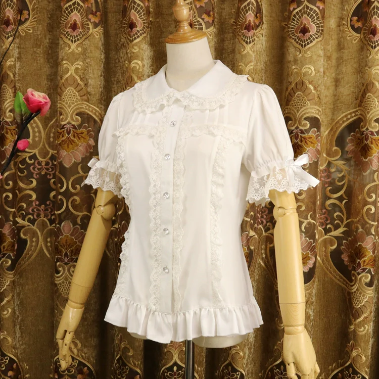 Sweet Lolita Shirt Short Sleeve Chiffon Blouse - Image 3