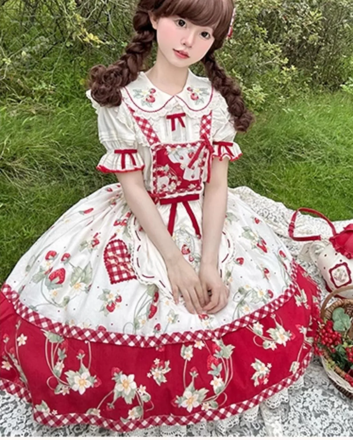 Piggy Bun - Sweet Lolita Shirt Strawberry Embroidery Ivory Blouse - Image 21