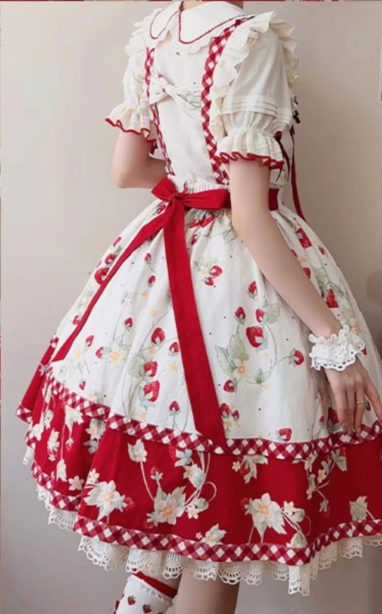 Piggy Bun - Sweet Lolita Shirt Strawberry Embroidery Ivory Blouse - Image 22