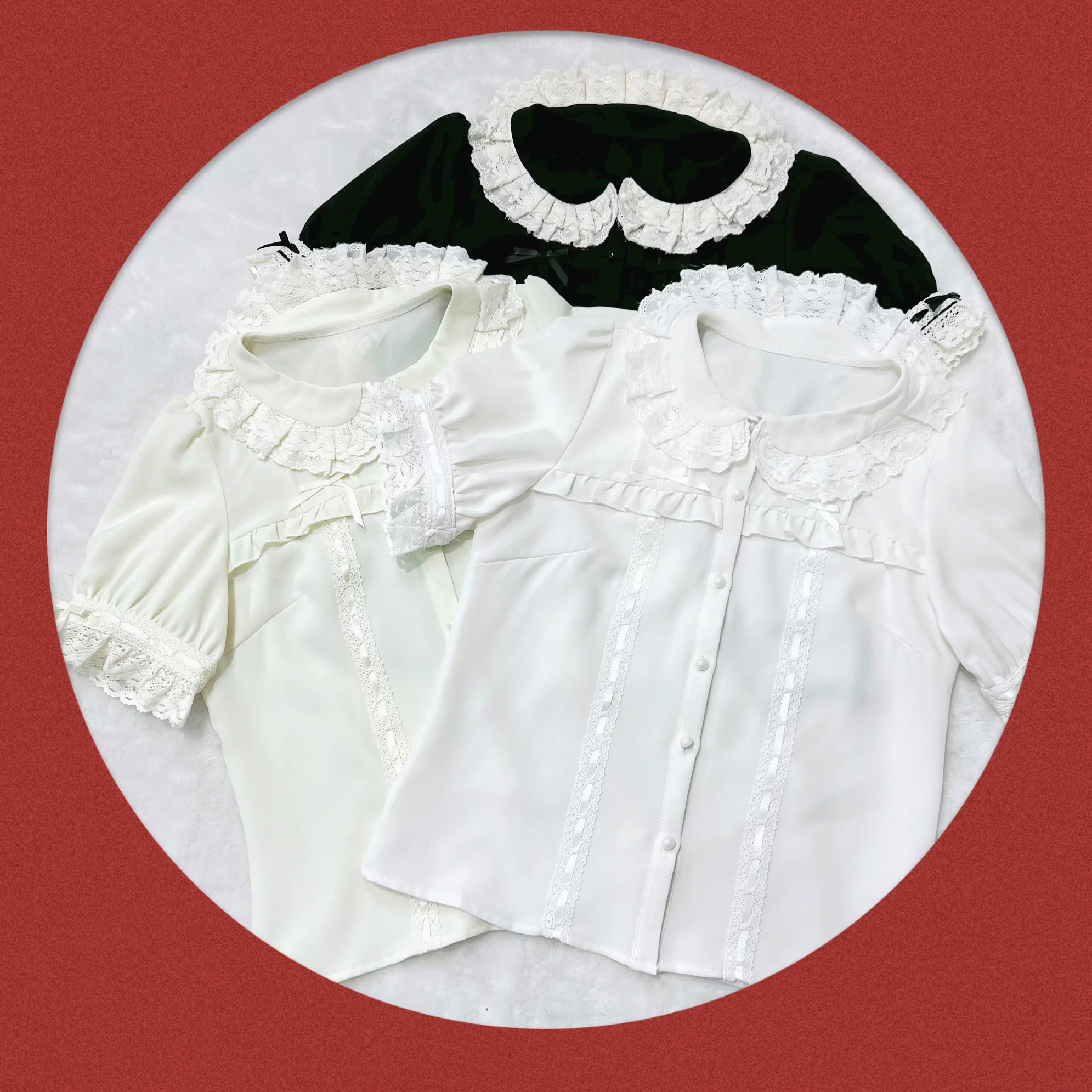 DMFS - Sweet Lolita Shirt Vintage Doll Collar Summer Top - Image 15