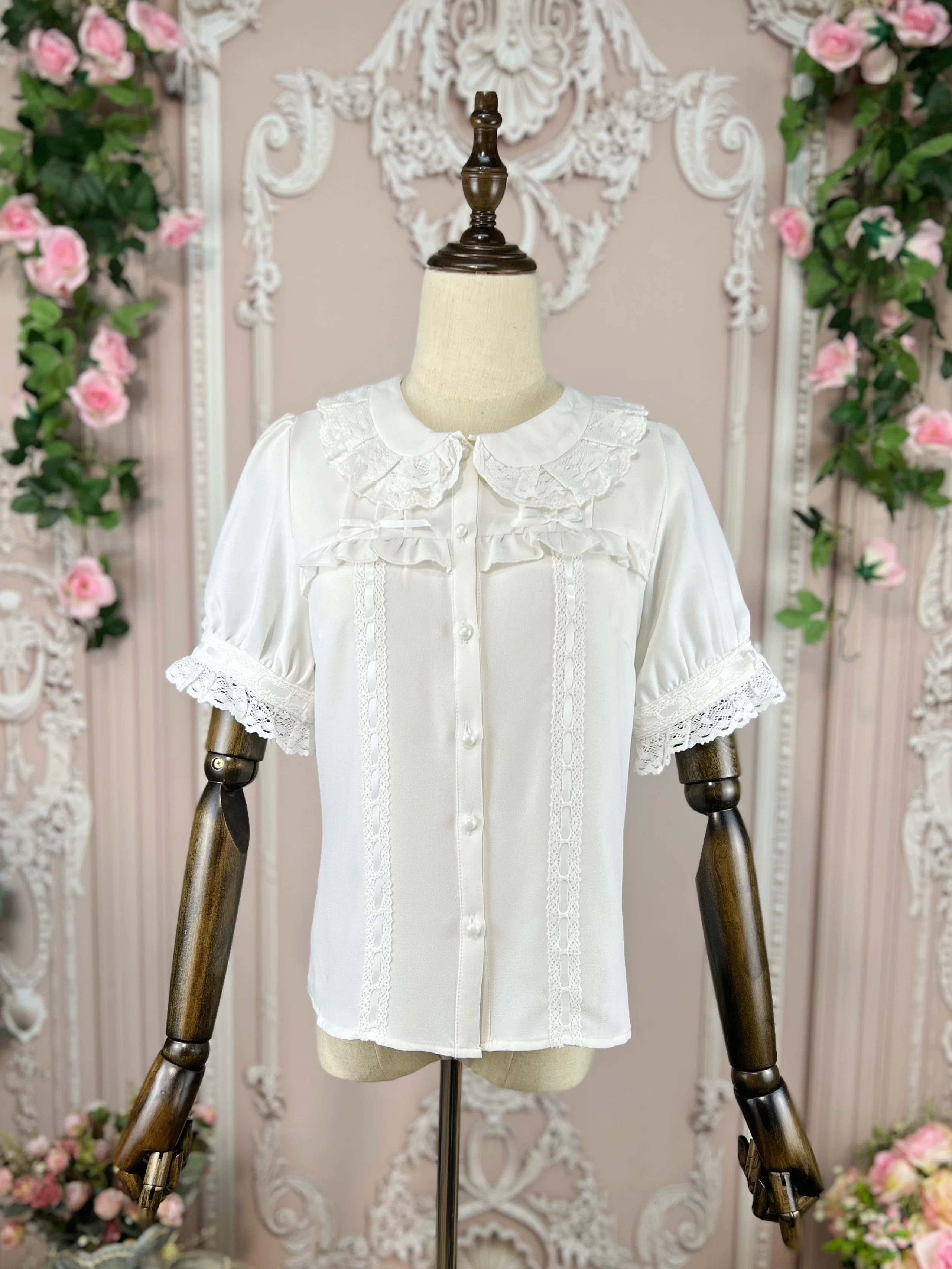 DMFS - Sweet Lolita Shirt Vintage Doll Collar Summer Top - Image 5