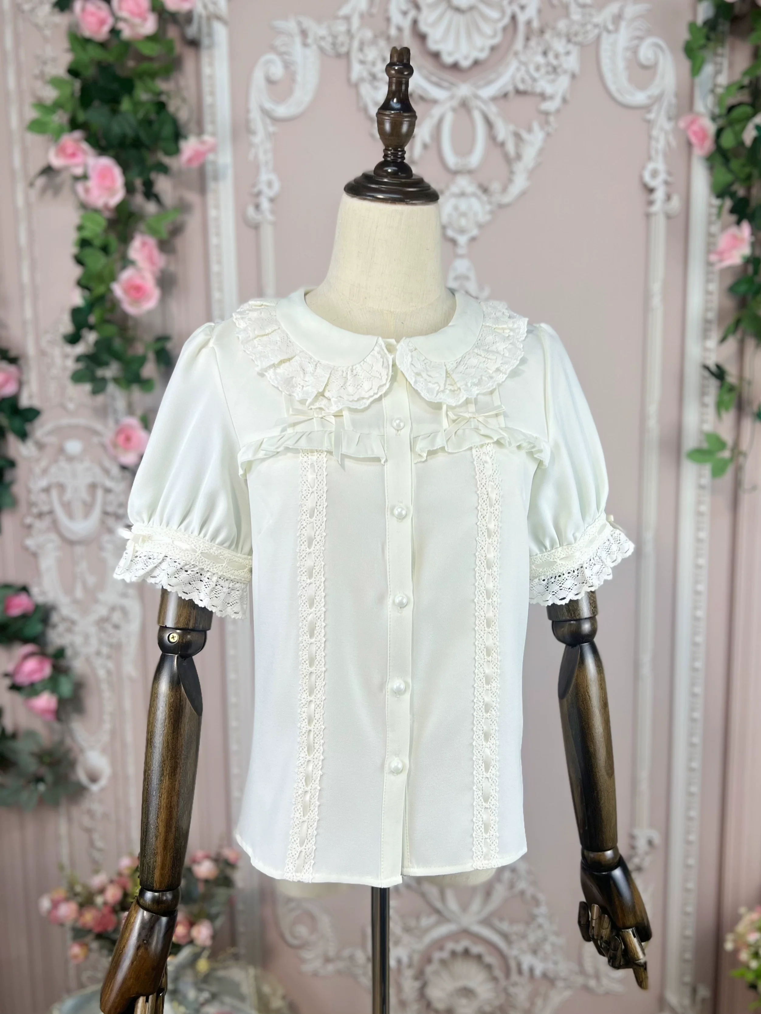 DMFS - Sweet Lolita Shirt Vintage Doll Collar Summer Top - Image 7