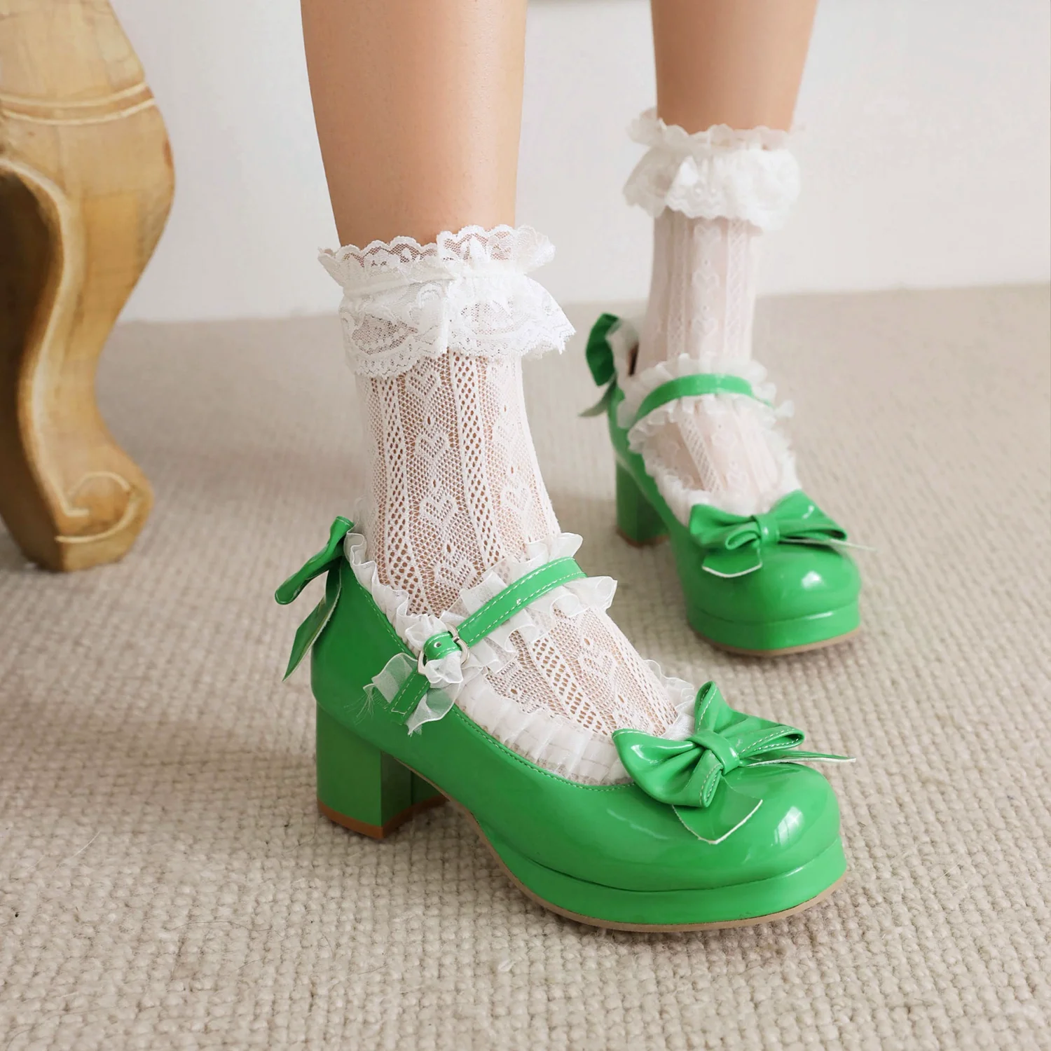Yana - Rainbow Yana - Sweet Lolita Shoes, Lace & Bow Design - Image 6