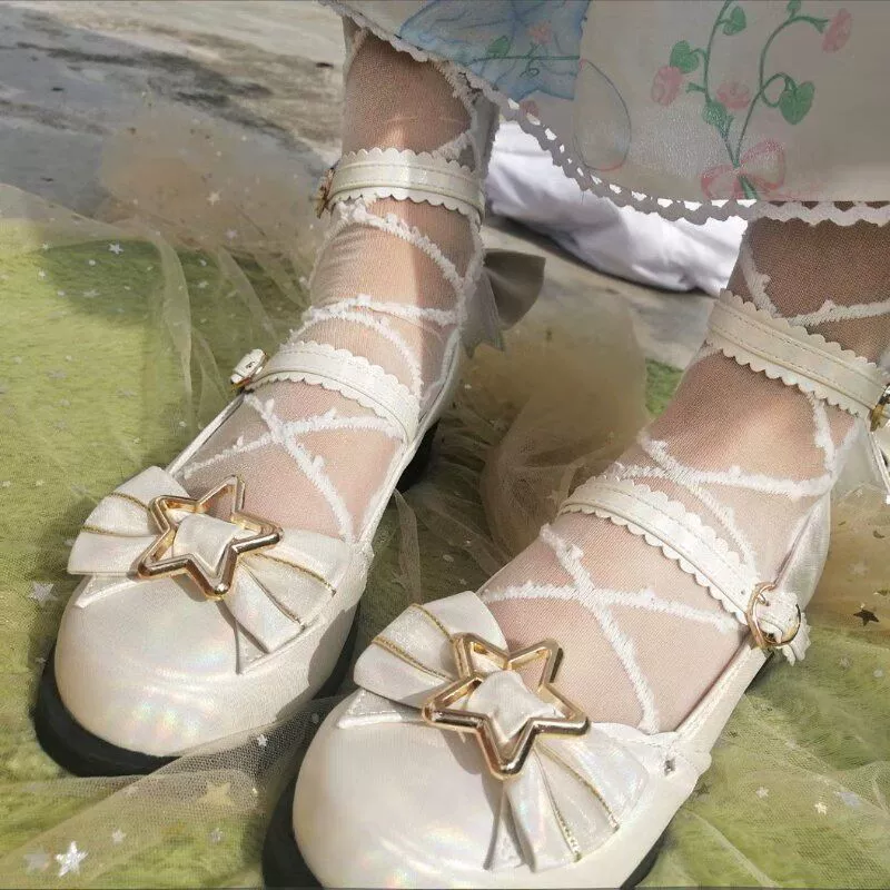 Bubble Cat - Dreamy Starry - Sweet Lolita Shoes Low Heel Bow Shoes - Image 3