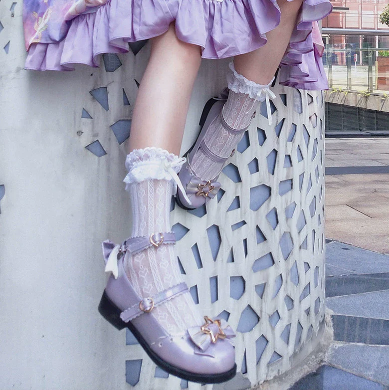 Bubble Cat - Dreamy Starry - Sweet Lolita Shoes Low Heel Bow Shoes - Image 5