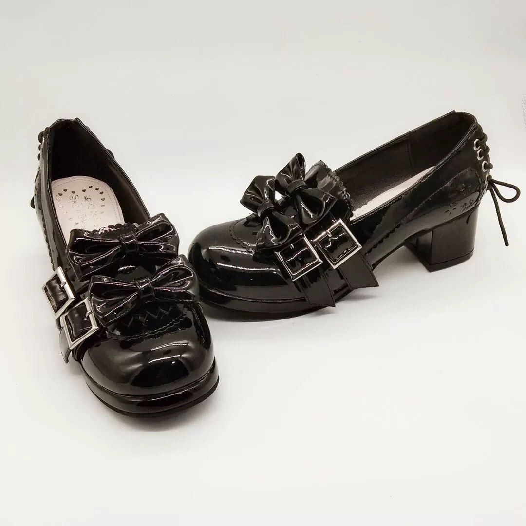 Antaina - Sweet Lolita Mary Jane Shoes Shiny Bow Shoes