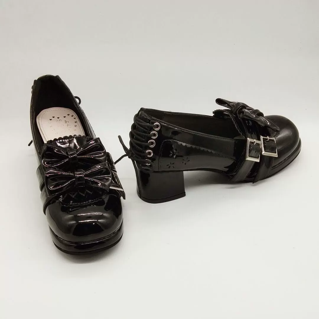 Antaina - Sweet Lolita Mary Jane Shoes Shiny Bow Shoes - Image 2