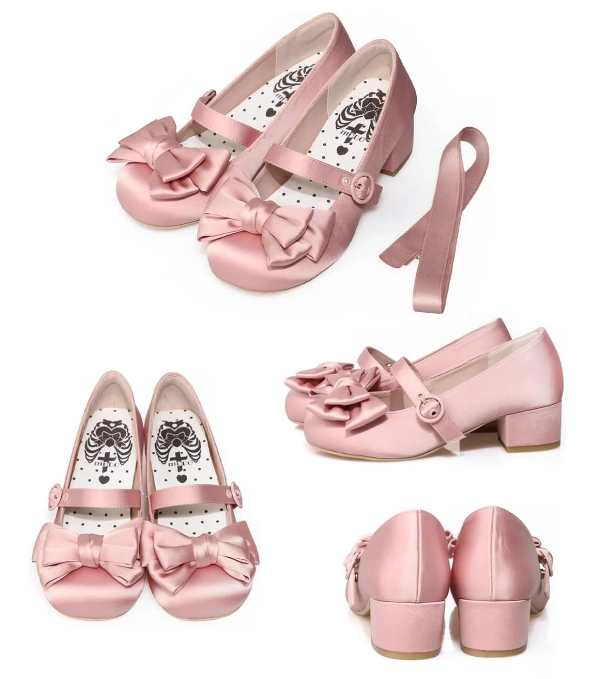 MODO - Sissi - Sweet Lolita Shoes Satin Low Chunky Heels with Bow - Image 15