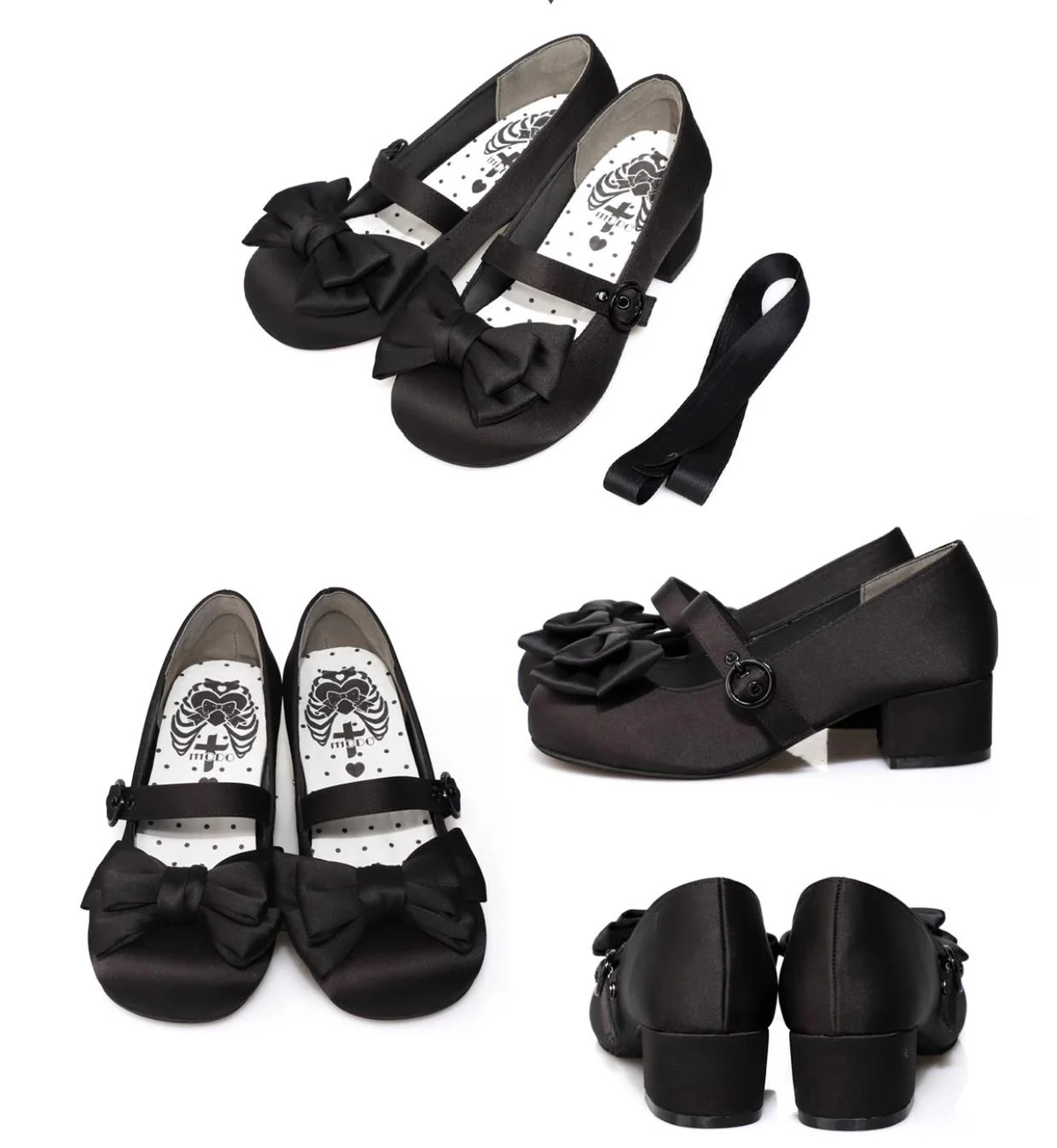 MODO - Sissi - Sweet Lolita Shoes Satin Low Chunky Heels with Bow - Image 17