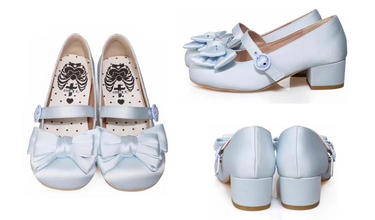 MODO - Sissi - Sweet Lolita Shoes Satin Low Chunky Heels with Bow - Image 18