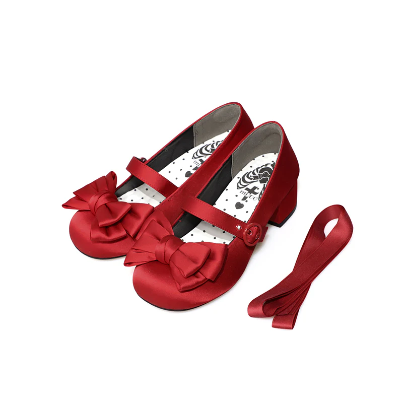 MODO - Sissi - Sweet Lolita Shoes Satin Low Chunky Heels with Bow - Image 21