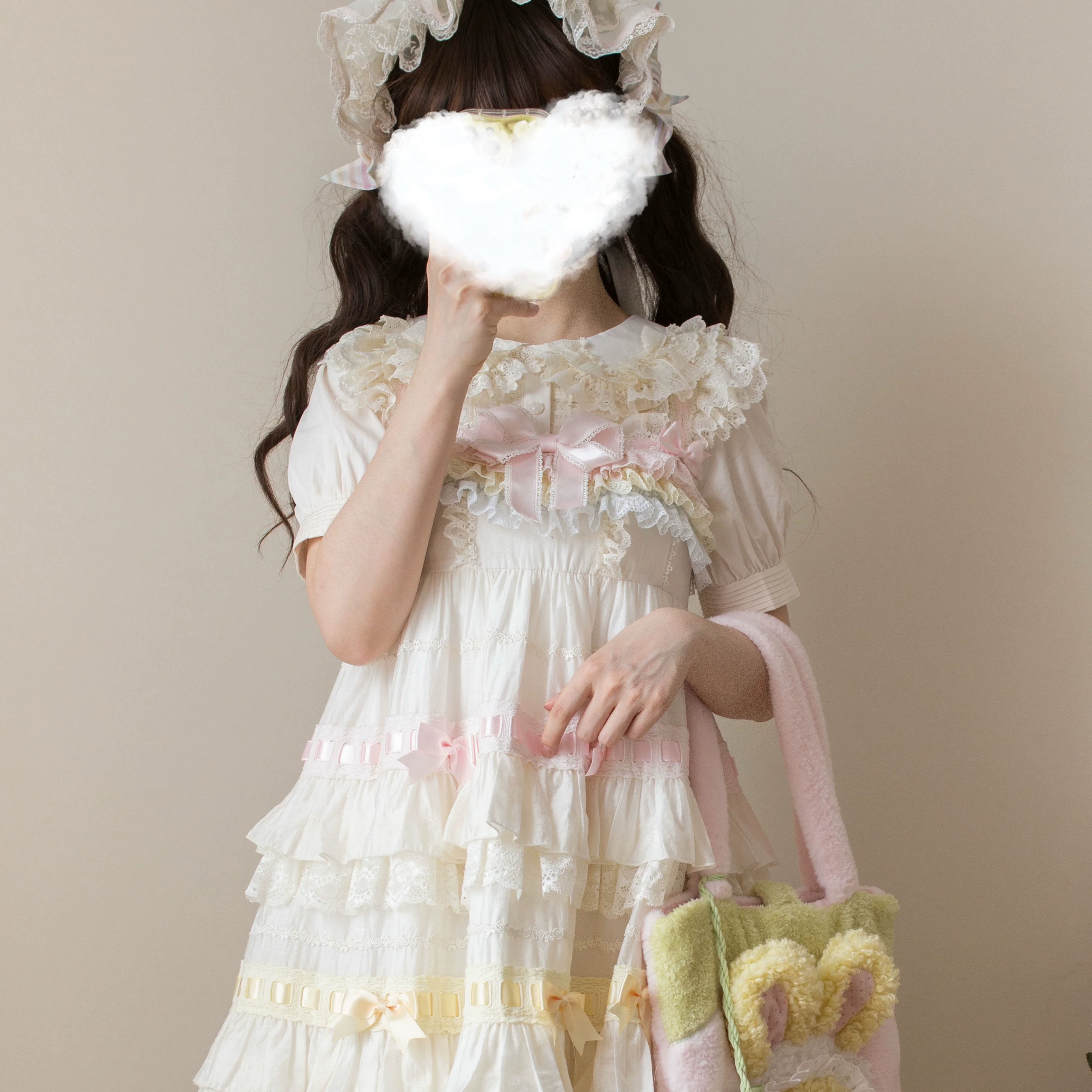 Semi-sweet Milk Cake - Sweet Lolita Short Sleeve Blouse with Lace Peter Pan Collar - Image 10