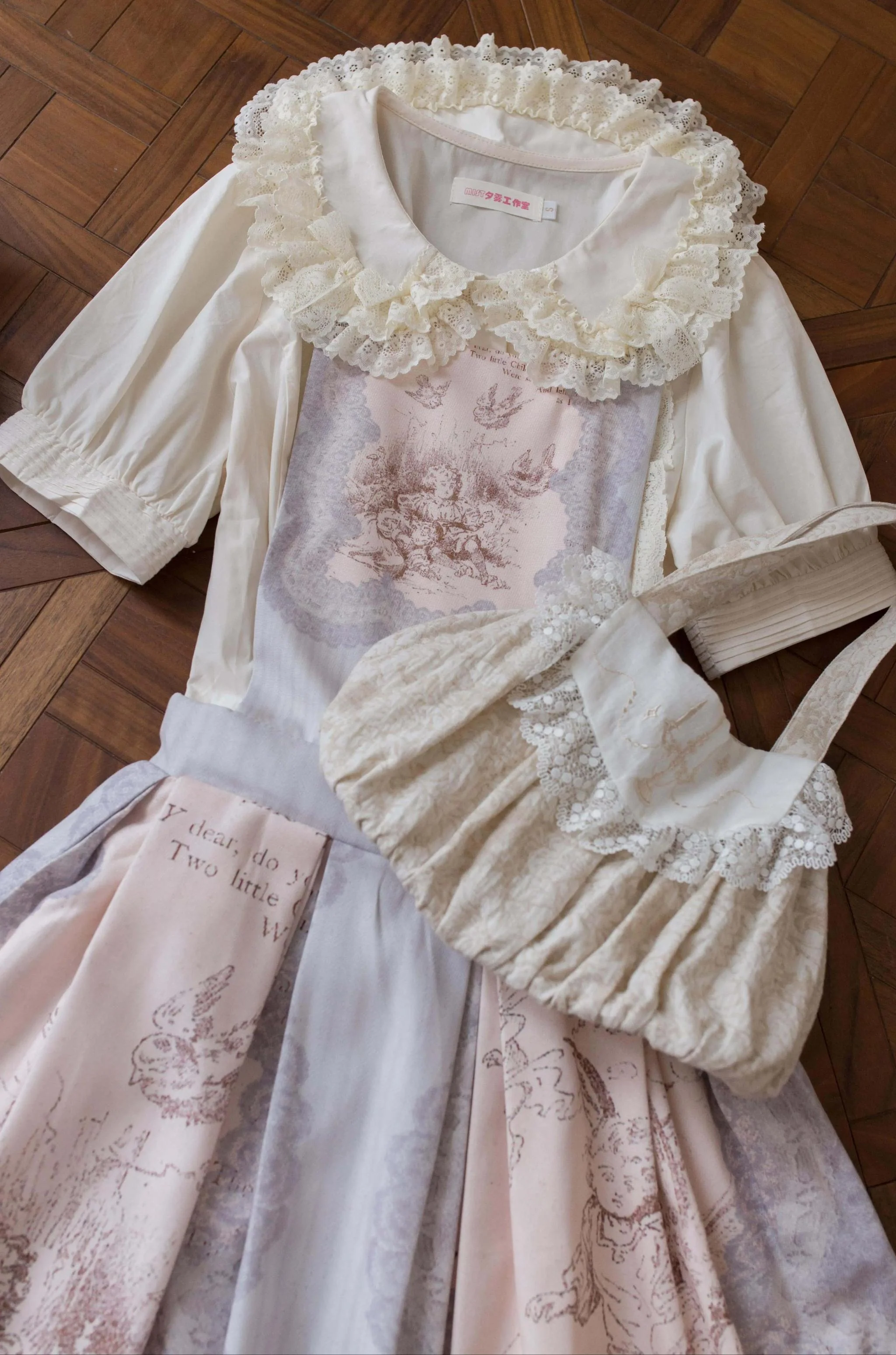Semi-sweet Milk Cake - Sweet Lolita Short Sleeve Blouse with Lace Peter Pan Collar - Image 20