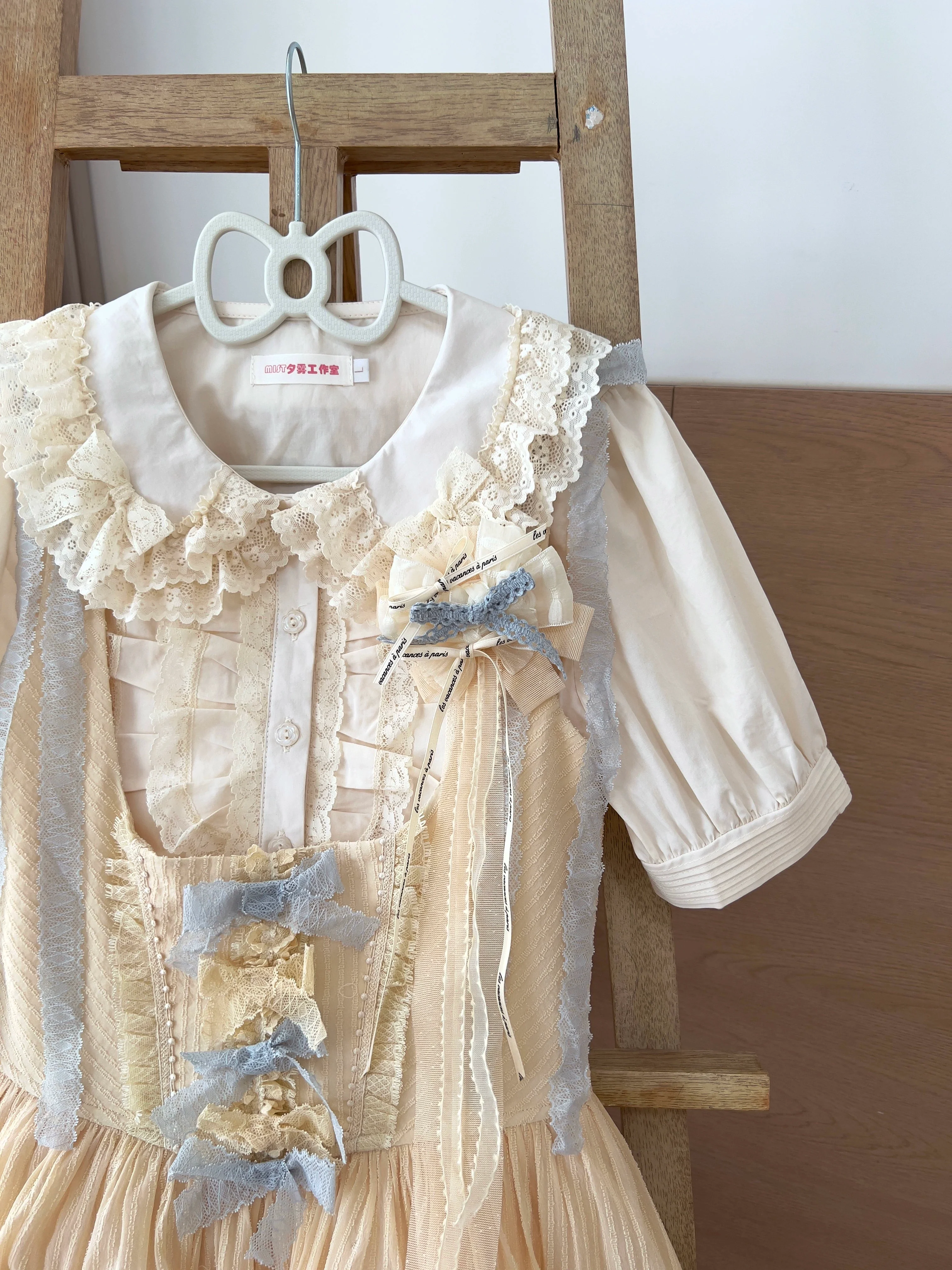 Semi-sweet Milk Cake - Sweet Lolita Short Sleeve Blouse with Lace Peter Pan Collar - Image 24