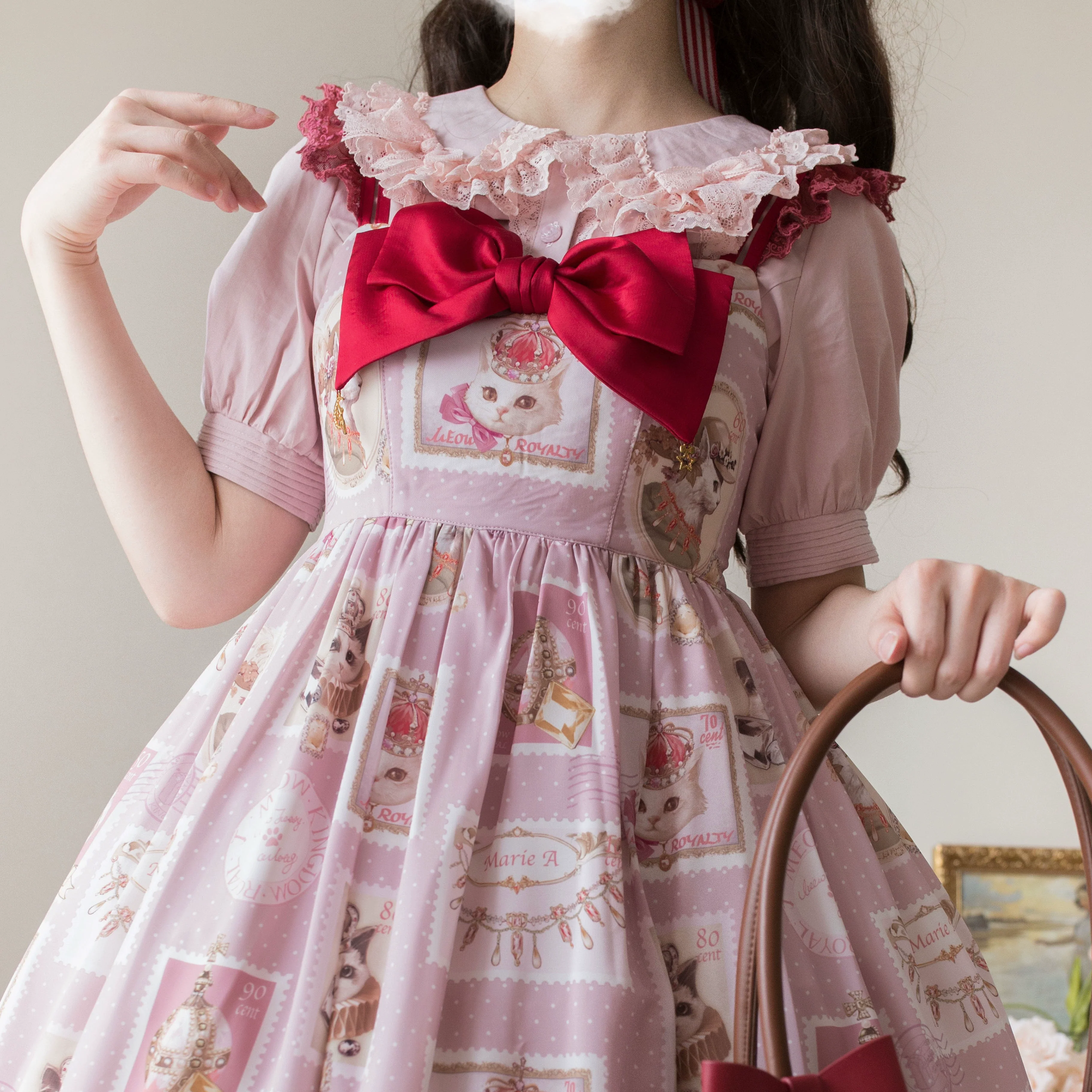 Semi-sweet Milk Cake - Sweet Lolita Short Sleeve Blouse with Lace Peter Pan Collar - Image 7