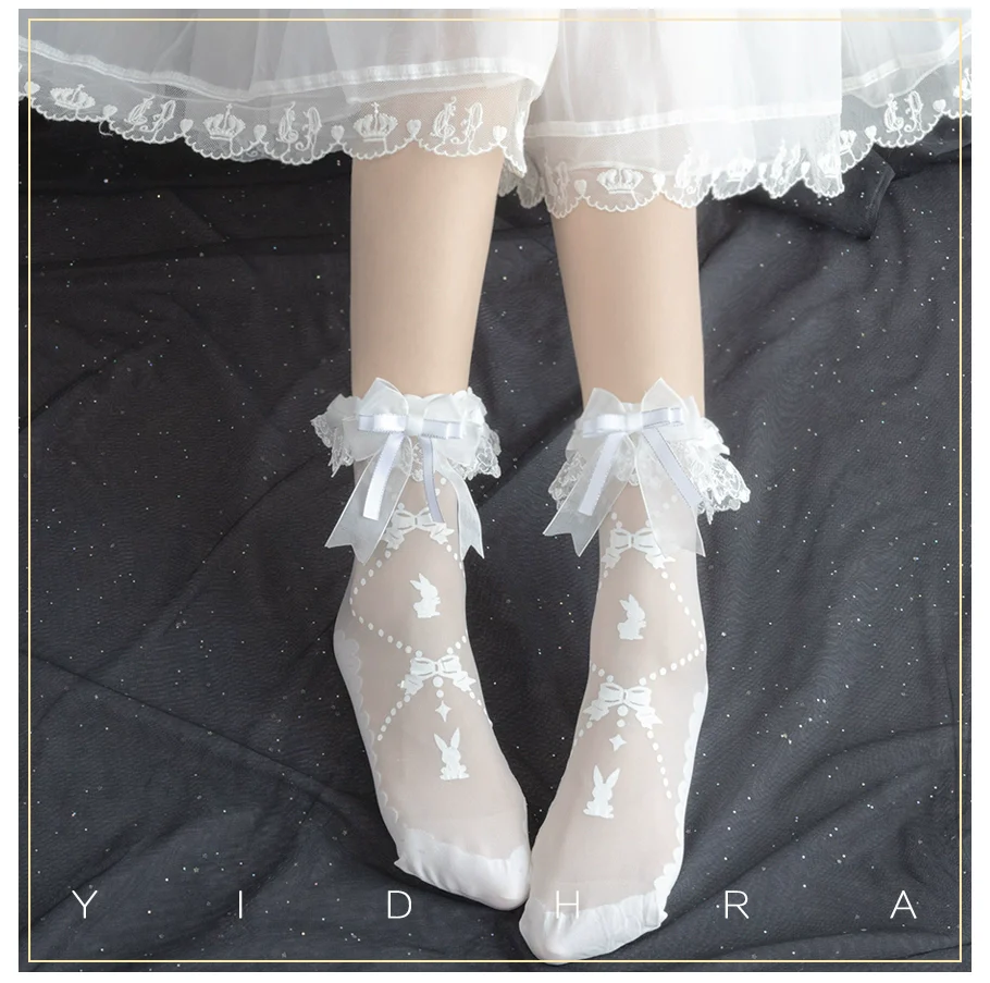 Yidhra - Bear Gummy and Milk Candy Bunny - Sweet Lolita Short Socks Lovely Socks - Image 2