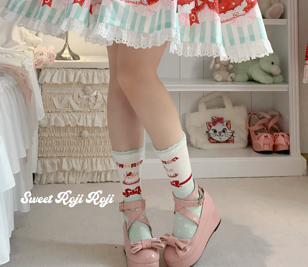 Roji Roji - Sweet Lolita Socks Cake Pattern Winter Socks - Image 2