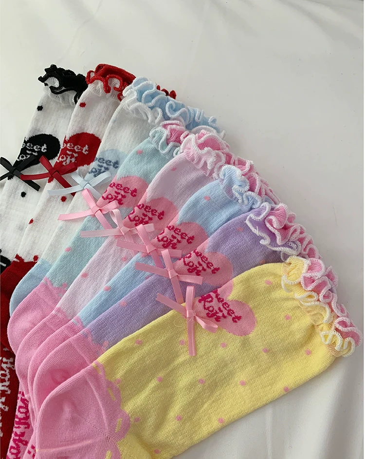 Roji Roji - Sweet Lolita Socks Cute Lolita Short Socks With Polka Dot - Image 3