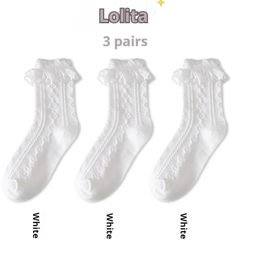 Sweet Lolita Socks Women's Multicolor JK Mid-Calf Socks - Image 12