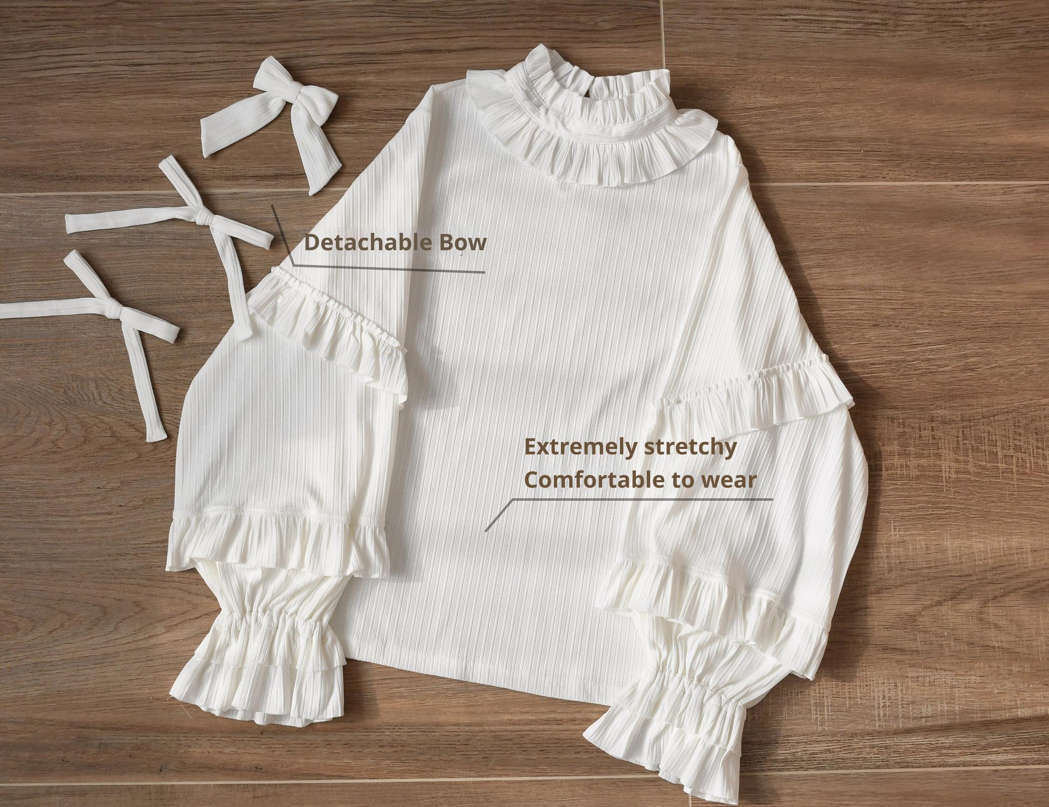 First Snow - Sweet Lolita Sweater Winter Puff Sleeve Knitting Innerwear - Image 59