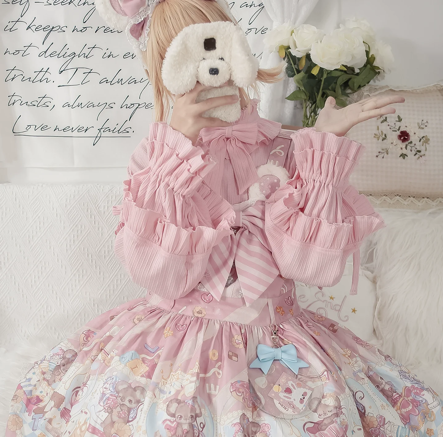 First Snow - Sweet Lolita Sweater Winter Puff Sleeve Knitting Innerwear - Image 9